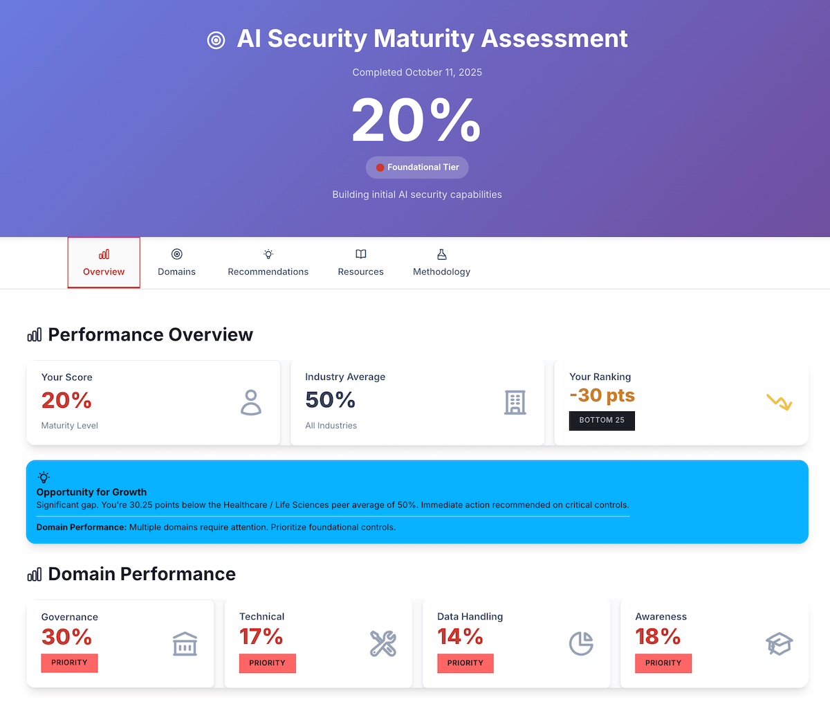 Shadow AI Maturity Assessment Dashboard